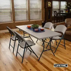 LIFETIME - Mesa Plegable Portafolio Plástica Polietileno 183X71x73cm Taupe