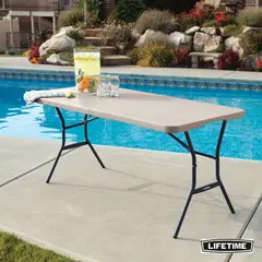 LIFETIME - Mesa Plegable Portafolio Plástica Polietileno 152X71x73cm Taupe