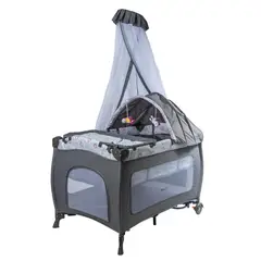 EBABY - Cuna Corral con Función Mecedora Sally Gris Rosa Eb716-3oh