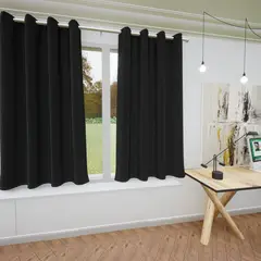 JUST HOME COLLECTION - Set de 2 Cortina Portugal 140x165 cm Media Ventana Negro