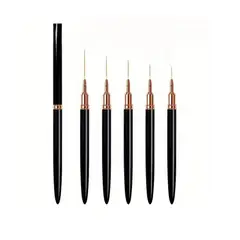 GENERAL - Set 5 Pinceles Con Tapa Liner Cerdas Finas Profesionales Negro