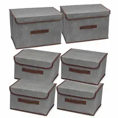 ENERGY PLUS - Set X6 Cajas Organizadoras Ropa Plegables con Tapa Y Manijas