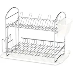 undefined - Escurridor Platos Cocina Dos Niveles Acero Cromado Simple Houseware