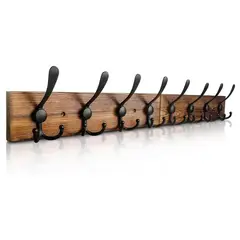 undefined - Perchero De Pared Homagic Marrón Quemado Con Ocho Ganchos Negros