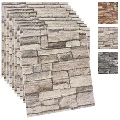 undefined - Paneles de Pared 3D Autoadhesivos Tipo Ladrillo de Espuma Color Rock Yutianli Paquete de 10 Piezas