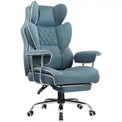 COMHOMA - Silla Ejecutiva Azul con Reposapiés Soporte Lumbar y Asiento Amplio