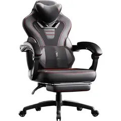 undefined - Silla Gamer Dowinx de Tela Negra con Masaje Reposapiés y Asiento Amplio