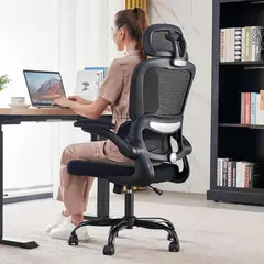 undefined - Silla Ergonómica TRALT de Oficina Negra con Respaldo Alto y Gran Soporte