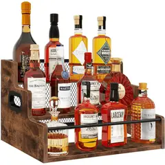 undefined - Estante Organizador De Botellas De Licor Con Diseño Retro Para Barra Y Cocina