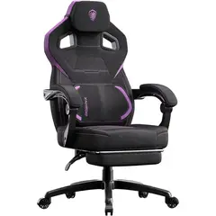 undefined - Silla Gamer Dowinx de Tela Negra con Respaldo Ancho y Reposapiés Ergonómico