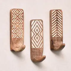 undefined - Ganchos de Madera Boho Indian Shelf 3 Ganchos Sin Taladro