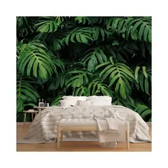 undefined - Papel Tapiz Tropical De Monstera Y Hojas De Plátano Para Pared