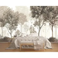 undefined - Papel Mural Bosque Natural Vintage para Dormitorio y Sala de Estar
