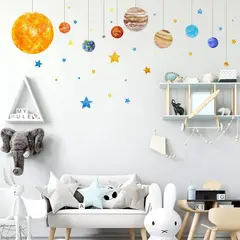undefined - Calcomanías De Planetas Infantiles Para Pared Extraíbles