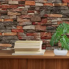 undefined - Papel Tapiz Autoadhesivo De Ladrillo Rojo 3D