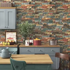 undefined - Papel Tapiz Autoadhesivo De Ladrillo De Piedra Sintética