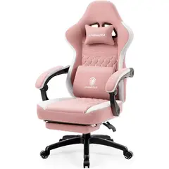 undefined - Silla Gamer Dowinx Rosada con Cojín de Gel y Masaje Lumbar Ergonómico