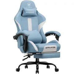 undefined - Silla Gamer GTRACING Ergonómica de Tela con Cojín de Resorte y Reposapiés