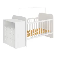 MULTIMUEBLES - Cuna con Cómoda 3 Cajones Blanco
