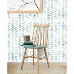 undefined - Papel Tapiz Bohemio Verde Y Blanco Autoadhesivo