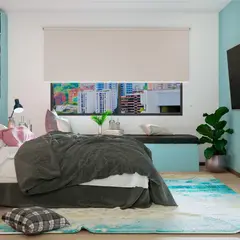 LIDER CORTINAS Y AMBIENTES - Cortina Enrollable Blackout Manila Marfil 140x180 cm