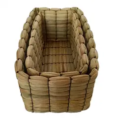 JUST HOME COLLECTION - Canasto Organizador de Junco Tejido 26x12x9 cm Natural