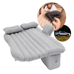52 BITS - Colchón Inflable Para Autos 2 Almohadas Compresor Color Gris