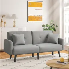 MUEBLES FIOTTI - Sofá Cama Gris Moderno Tela Akodie