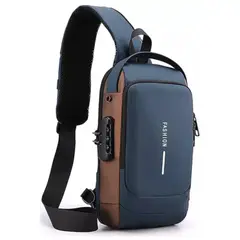 GENERICO - Morral Antirrobo Maleta Impermeable Bolso Cruzado Puerto Usb - Azul
