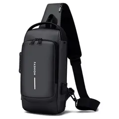 GENERICO - Morral Antirrobo Maleta Impermeable Bolso Cruzado Puerto Usb - Negro
