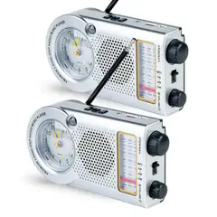 ENERGY PLUS - Set X 2 Radio AM/FM/SW Largo Alcance con Reloj Bluetooth USB Gris