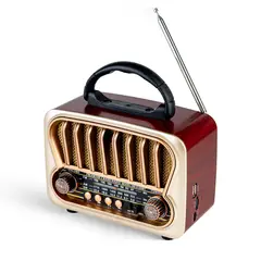 ENERGY PLUS - Radio Vintage AM/FM/SW con Bluetooth USB y Recargable MP3 Rojo Caoba