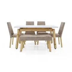 HOGAR VENECIA - Comedor 6 Puestos Tyrone con Butaco Viena 76X150X80 Bg