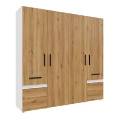 JUST HOME COLLECTION - Closet Natura 200x200x50cm Blanco Madera natural Jhc