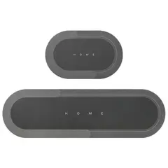 52 BITS - Combo Tapetes Ovalado Antideslizantes Secado Rápido Color Gris