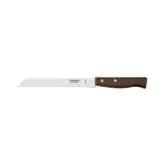 TRAMONTINA - Cuchillo para Pan 18cm Acero Inoxidable con Mango en Madera Tradicional CaféTramontina
