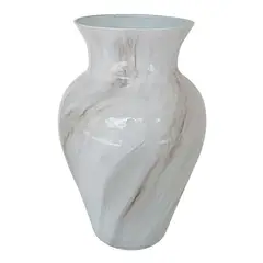 MARRES - Jarrón Mármol Grande Vidrio 21x32 Cm Blanco Alba