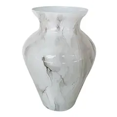 MARRES - Jarrón Mármol Pequeño Vidrio 18.5x24 Cm Blanco Alba