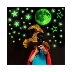 undefined - Calcomanías De Estrellas Y Luna Que Brillan En La Oscuridad