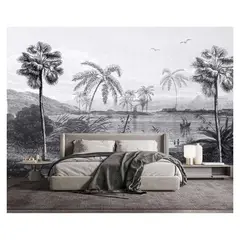 undefined - Papel Tapiz MFWFM Vintage Bosque Blanco y Negro