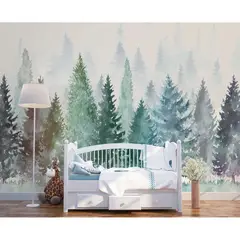 undefined - Papel Tapiz Infantil De Bosques Acuarela Coloridos En Seda