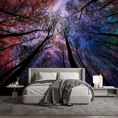 undefined - Papel Tapiz YQWDMX de Árboles Estrellados Colorido