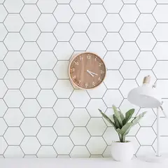 undefined - Papel Contac Fiula Hexagonal Blanco y Gris Autoadhesivo y Removible