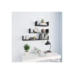 undefined - Estantería Flotante Moderna para Oficina y Hogar en Madera Gris Brillante