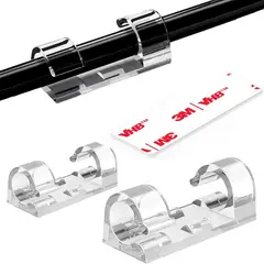 undefined - Clips de Cable 120 Pcs Adhesivos para Pared Gestión de Cables Color Transparente