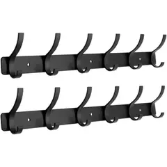 undefined - Perchero De Pared De Aluminio Con 6 Ganchos Dobles Para Abrigos