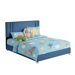 EKONOMODO COLOMBIA - Base Cama con Espaldar + Colchon Semidoble Infantil Lupe 120x190x130 Azul