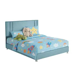 EKONOMODO COLOMBIA - Base Cama con Espaldar + Colchon Semidoble Infantil Lupe 120x190x130 Azul Claro