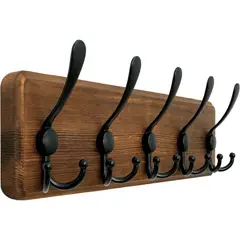 undefined - Perchero de pared WEBI de madera con 5 ganchos triples