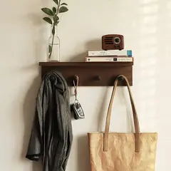 undefined - Perchero XAOMLP De Pared De Madera Con Gancho Y Estante Acabado Nogal